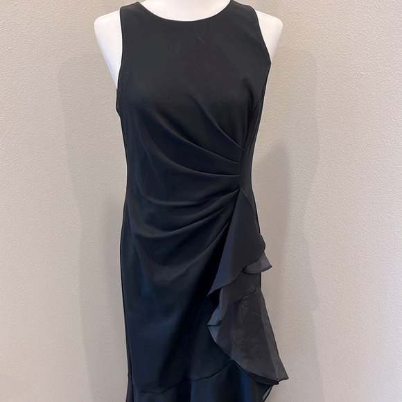 Adrianna Papell Crew Neck Sleeveless Cascading Ruffle High-Low Dress Size 8 - Picture 4 of 12